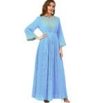 Chiffon Embroidered Long Dress – Arabic Beaded Design - Image 5