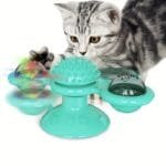 Interactive Windmill Cat Toy with Suction Cup – Rotating Spinner with Catnip, Jagged Ball, Toothbrush & Massager - Image 7