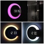 LED Mirror Wall Clock with Alarm, Temperature Display & Adjustable Brightness