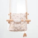 Cotton Canvas Baby Swing Chair – Indoor/Outdoor Hanging Wooden Seat with Cushion - Image 3