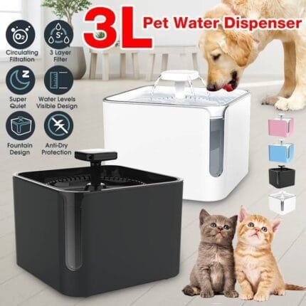 3L USB Automatic Pet Water Fountain – 360° Circulating Cat & Dog Water Dispenser
