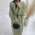 Long-Sleeve Cardigan Robe in Light Green and Brown – Sizes S-XXL - Image 6