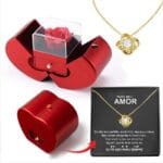 Handmade Rose Jewelry Box - Soap Flower & Heart Pendant - Image 8