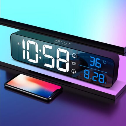 LED Wall Clock Digital Music Alarm Clock – Smart Square Electronic Clock for Office & Home