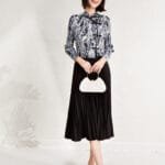 Floral Print High-Waist Dress – Long Sleeve