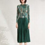 Floral Print High-Waist Dress – Long Sleeve - Image 9