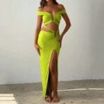 Two-Piece Midriff Set – Crop Top & Long Skirt - Image 3