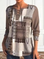 Casual Asian Style Printed Long-Sleeve T-Shirt - Image 6