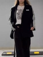 Loose Long-sleeved Ribbon Stitching Trousers Two-piece Suit - Image 4