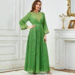 Chiffon Embroidered Long Dress – Arabic Beaded Design
