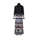 Trendy Black Birds Print Dress with Wide Waist and Long Sleeves - Image 5