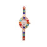 Elegant Small Oval Quartz Watch with Colorful Crystals - Image 4