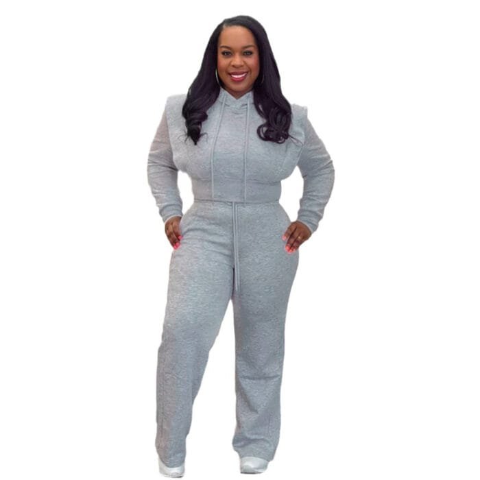 Stylish Gray Two-Piece Set – Long-Sleeve Top & Pants - Image 6